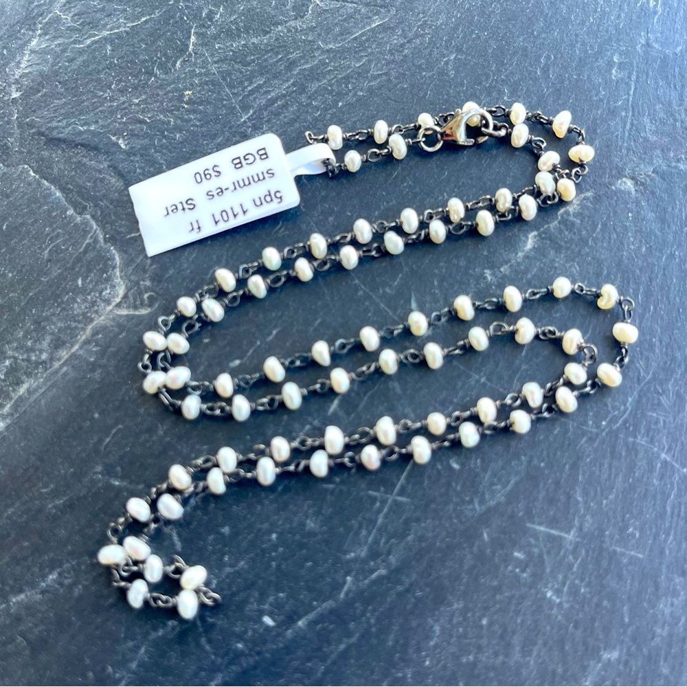 Elegant Freshwater Pearl and Sterling Silver 925  necklace 21” long
